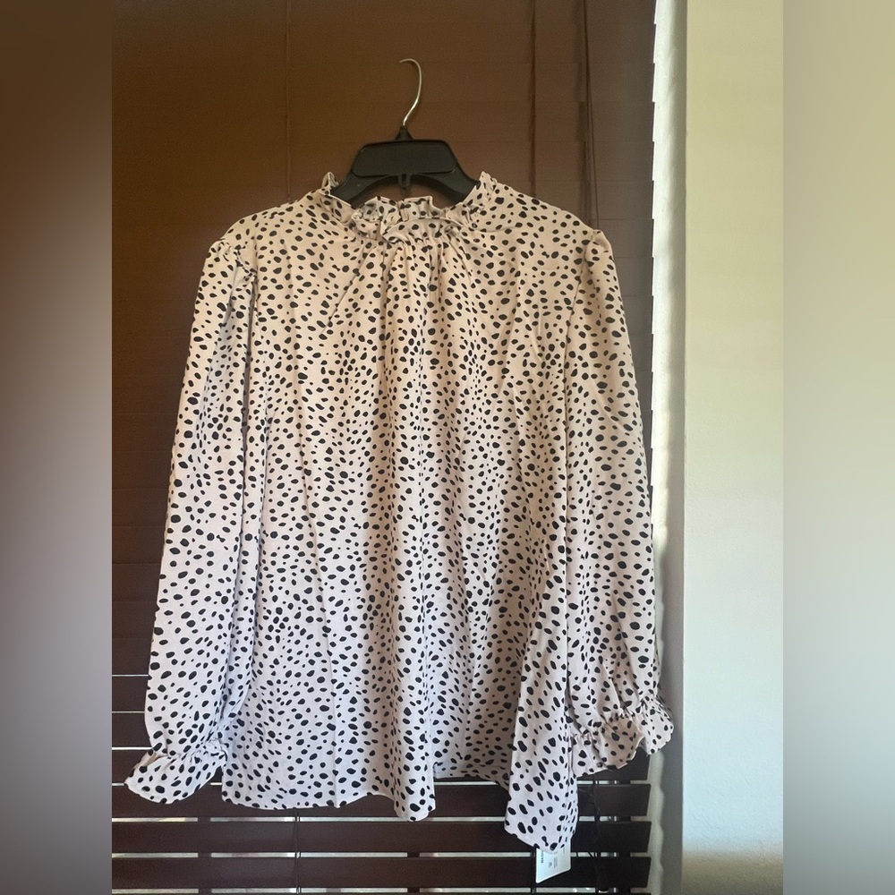 Polka Dot Ruffle Blouse
